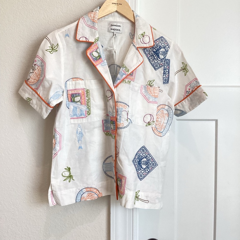 Damson Madder Short Sleeve Hawaiian Shirt Button Down Linen Blend New - Picture 5 of 16